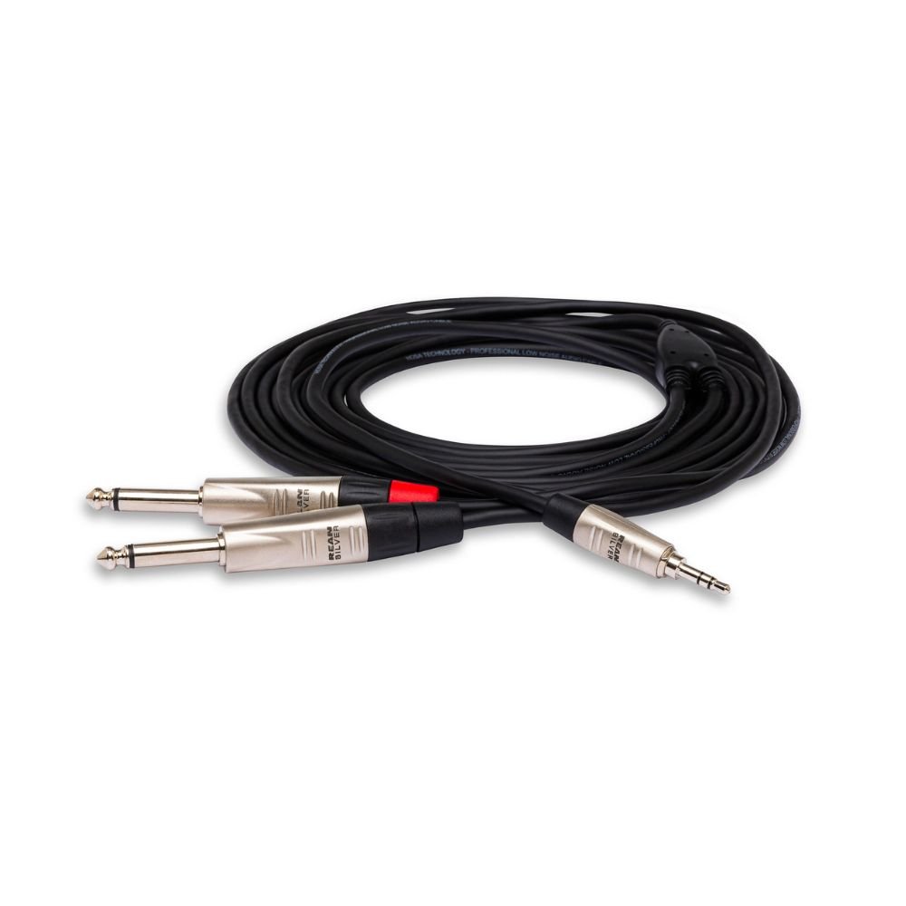 Hosa HMP-010Y Pro Stereo Breakout Cable - 3.5mm TRS Male to Dual 1/4-inch TS Male - 3 meters