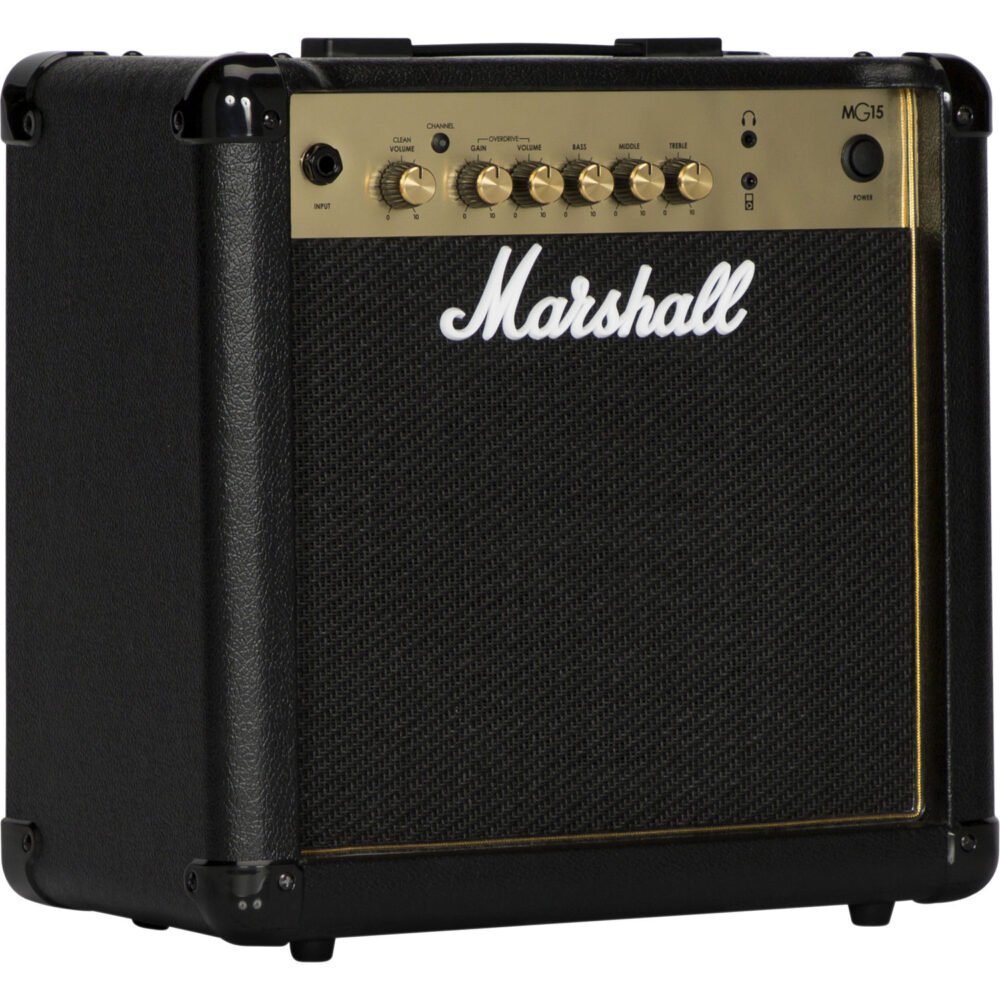 Alternative view of Marshall Amplification MG15G 2-Channel Solid-State Combo Amplifier with MP3 Input (15W)