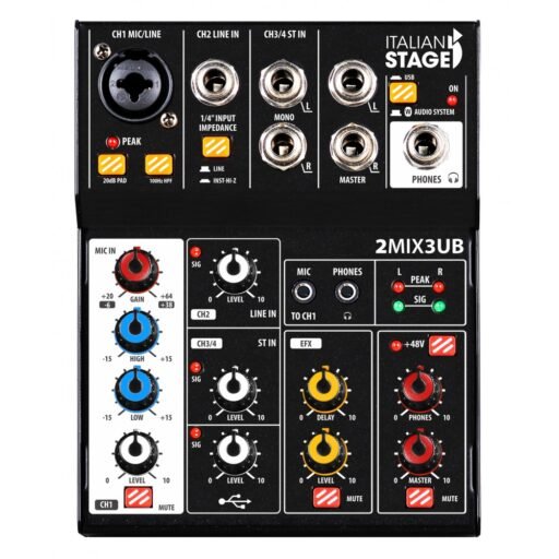 Italian Stage IS 2MIX3UB Stereo Audio mixer with USB and Bluetooth interface