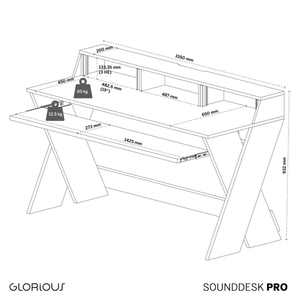 The Glorious Sound Desk Pro StudioDesk - Black - Image 9