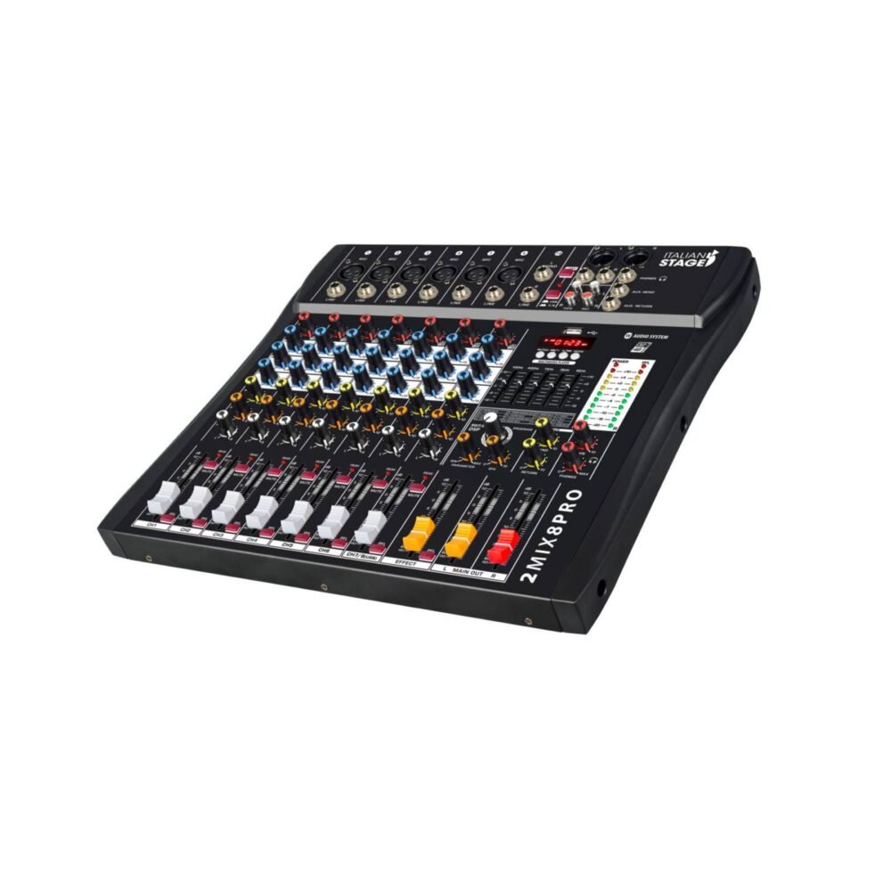 Italian Stage 2MIX8PRO 8 CH Professional Stereo Mixer with DSP MultiFX. Built Bluetooth Audio - Image 3