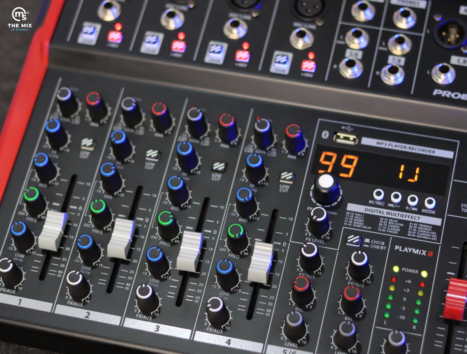 PROEL PLAYMIX 8 Audio Mixer with Player, Recorder and Effects - Image 4