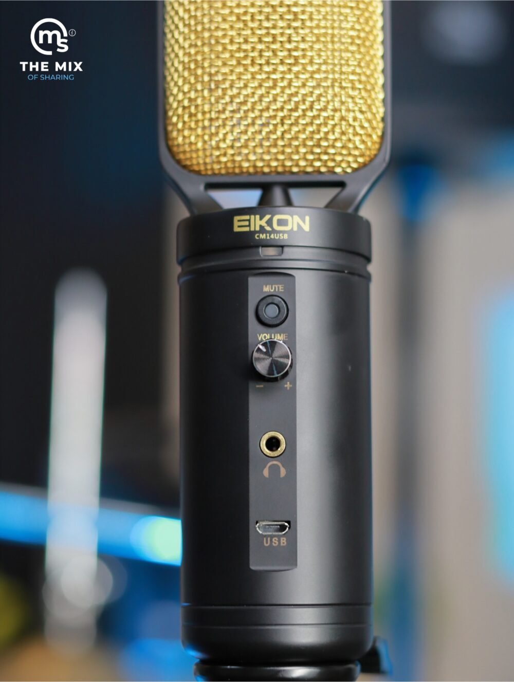 Eikon CM14USB USB + XLR Condenser Studio Microphone with USB Interface (Black & Gold) - Image 4