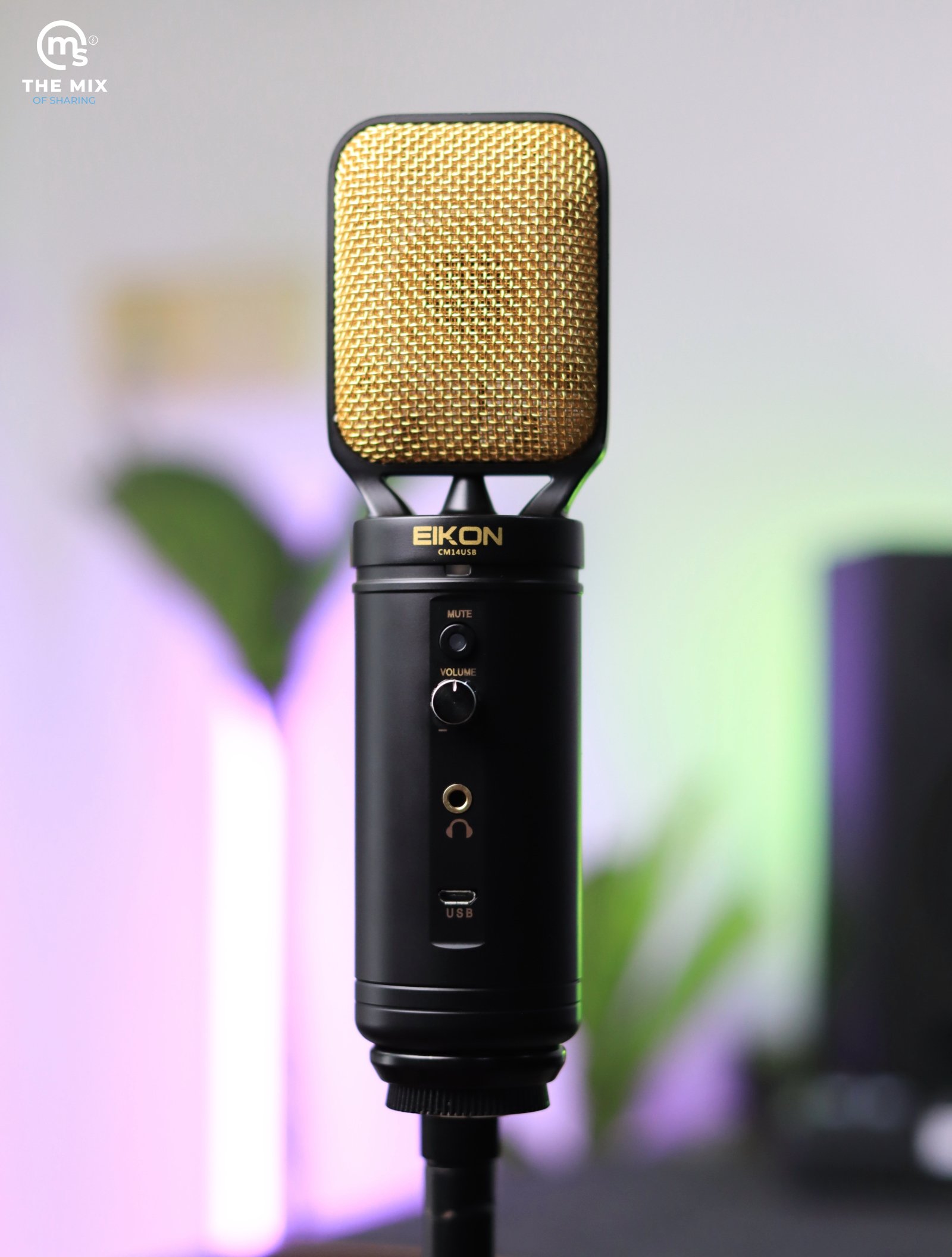 Eikon CM14USB USB + XLR Condenser Studio Microphone with USB Interface (Black & Gold) - Image 5