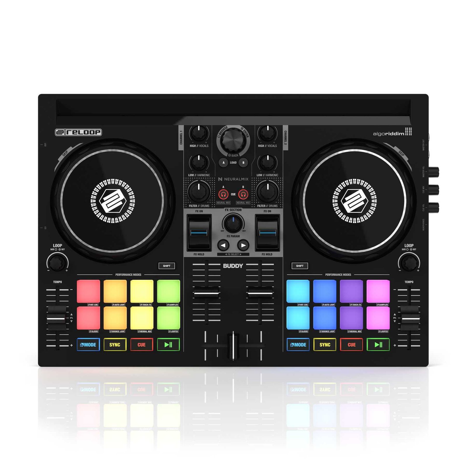 Reloop Buddy Compact 2-Deck Djay Controller for iOS/ iPad OS/ Android/ Mac & PC