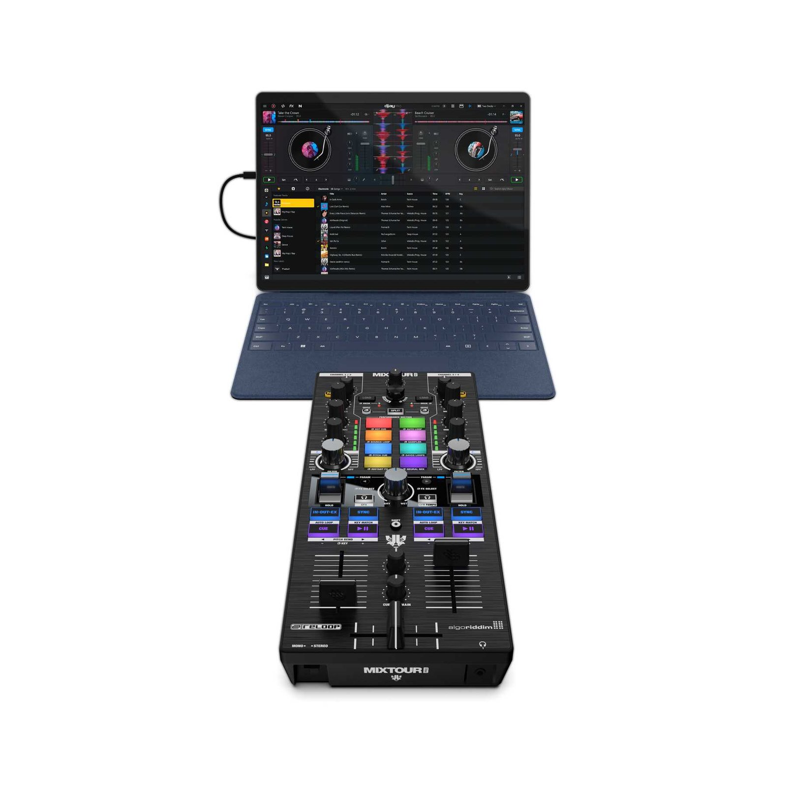 Reloop Mixtour Pro Portable Performance 4-Deck All-In-One DJ Controller - Image 10